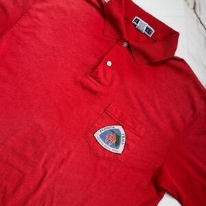 Vintage Red Polo Florida Trail Patch Shirt Sz L Logo Hike Travel National Scenic